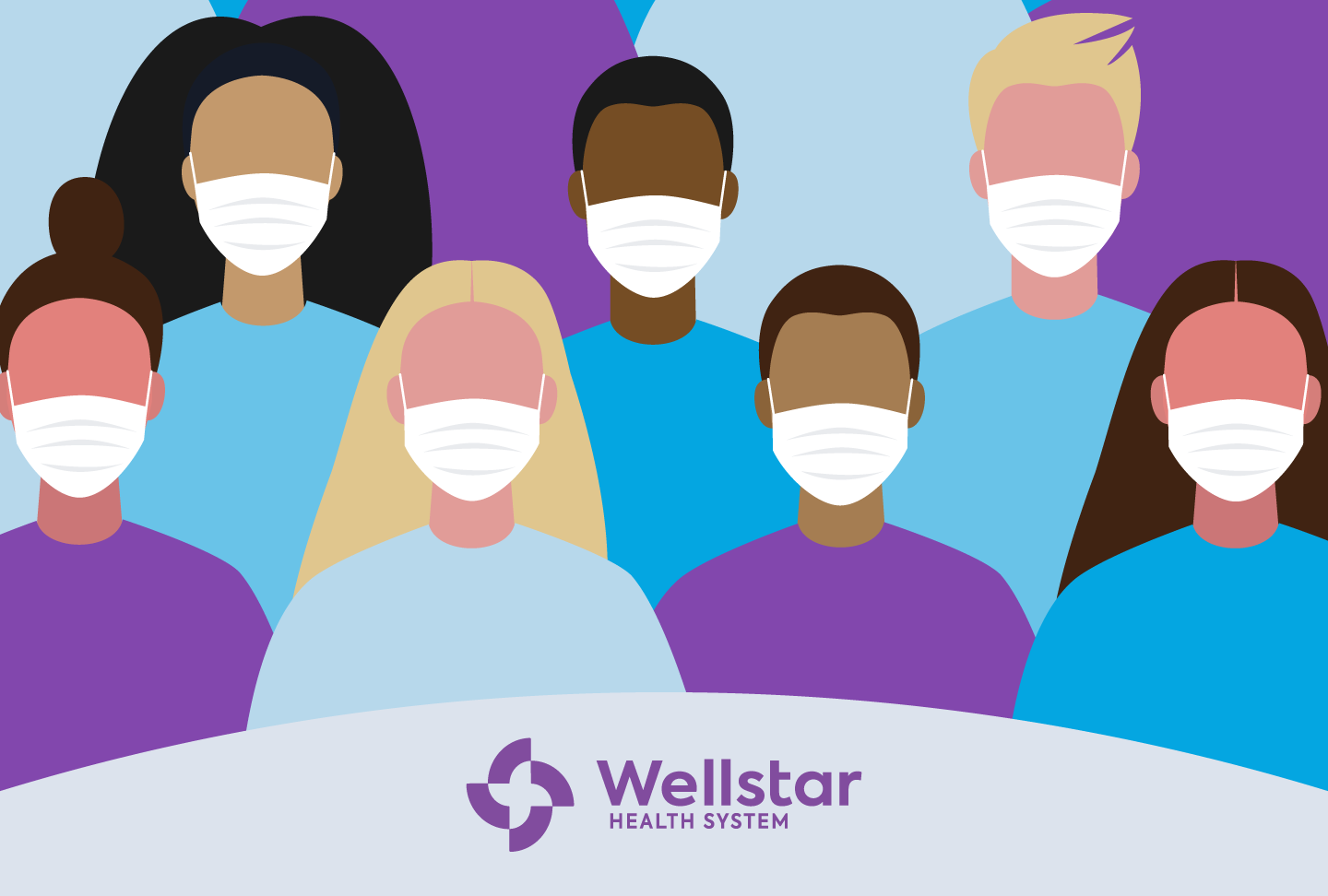 Wellstar Center For Health Equity Event To Answer Questions About COVID-19 Vaccines Illustration of People at Town Hall.