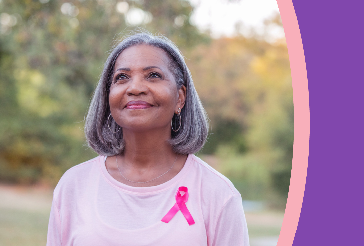 Make Breast Health Your Habit Person wearing pink ribbon