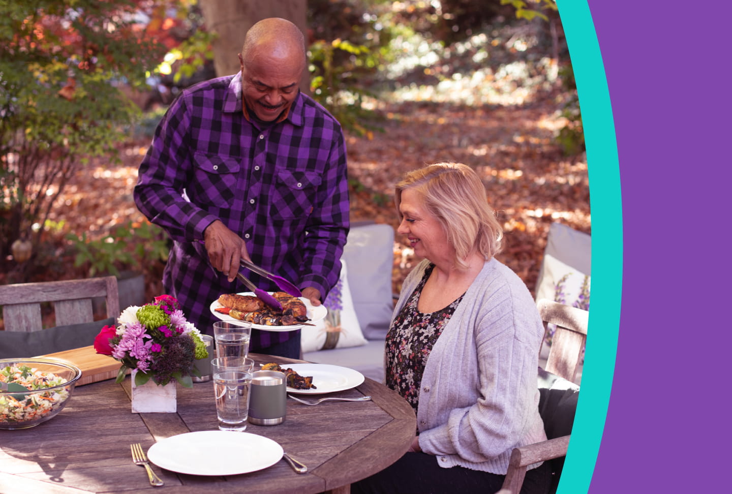 Make Digestive Health Your Habit People at table outside serving food