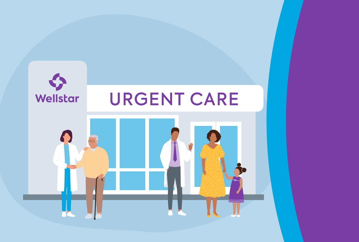 Wellstar Opens New Urgent Care Centers Depicts healthcare providers interacting with patients. Reads Wellstar Urgent Care.