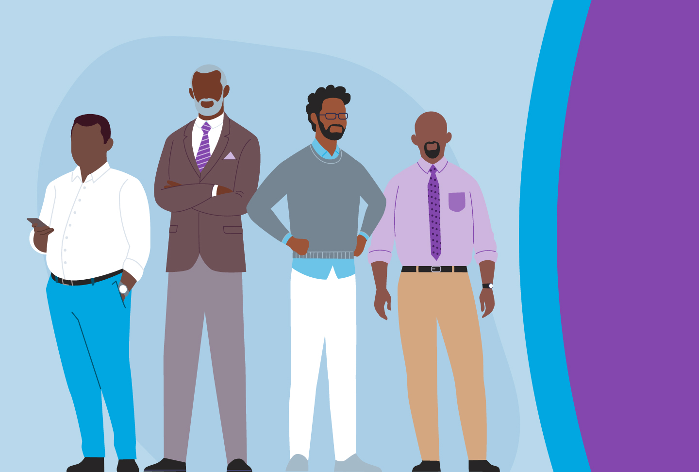 Prostate Cancer Screening in Black Men Illustration of group of men