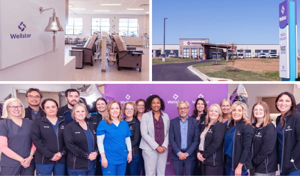 Collage of staff and facility photos of Wellstar's cancer care facility in Cartersville, Georgia