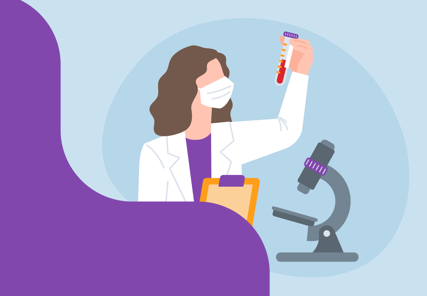 Illustration of a physician looking at a test tube