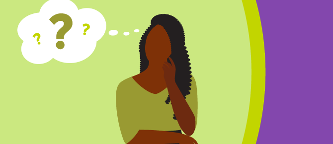 Image of a woman thinking of questions