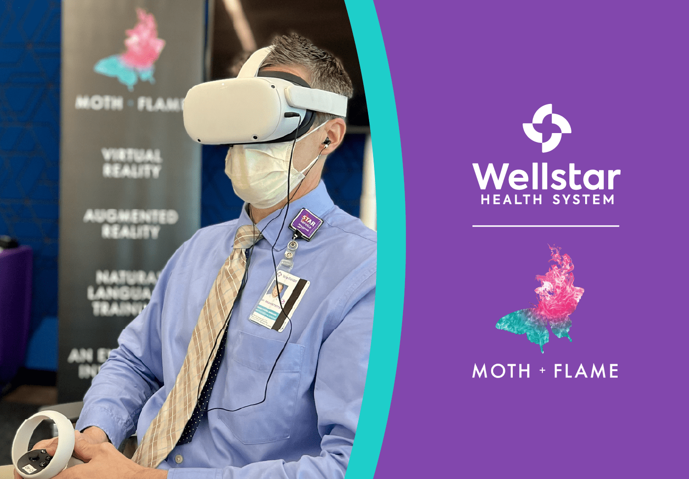 Wellstar Dr. Danny Branstetter using VR glasses.