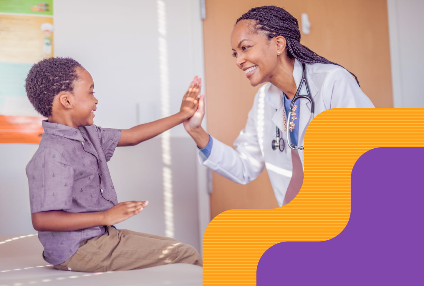 Doctor giving child high five