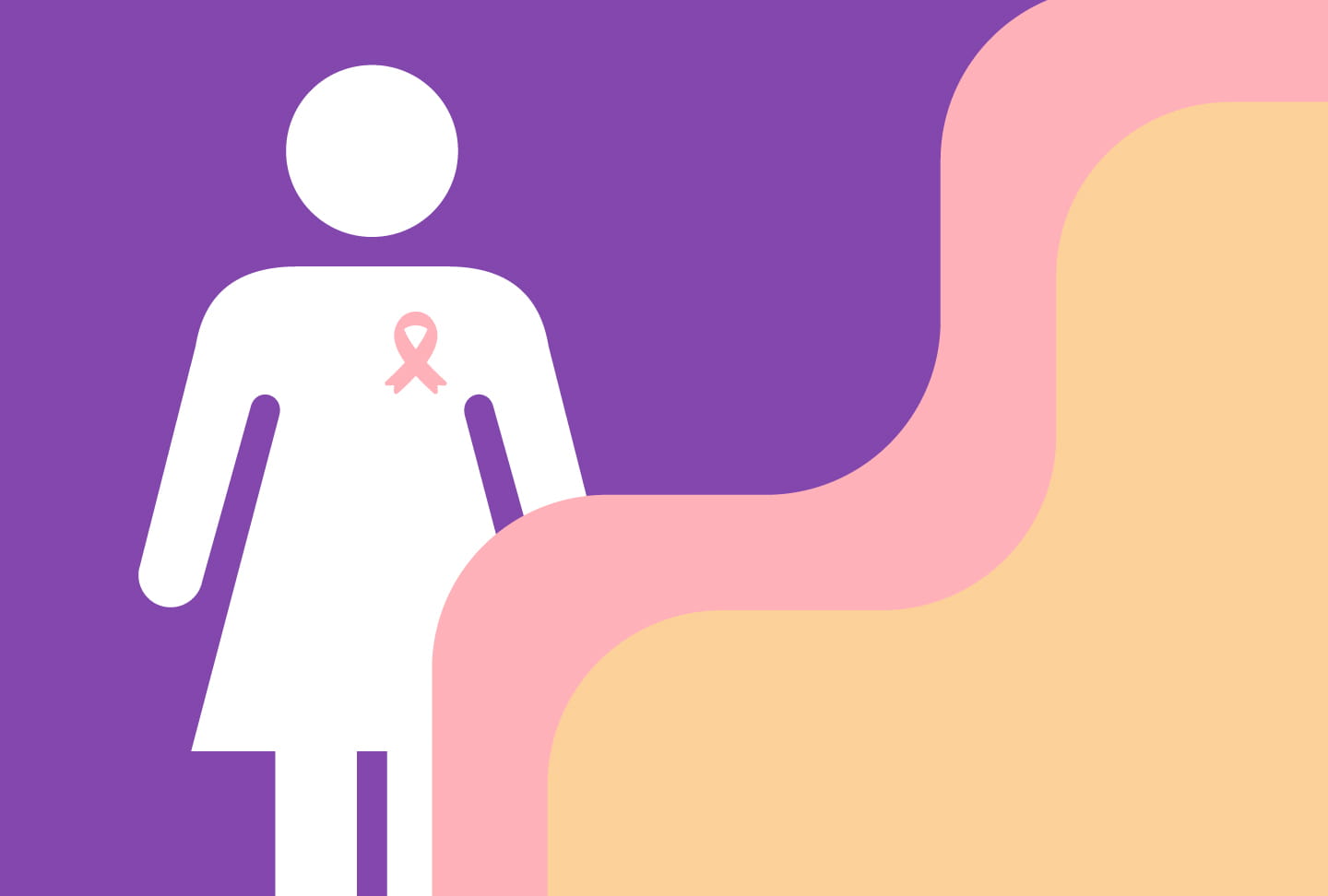 Illustration of a woman wearing a breast cancer ribbon.