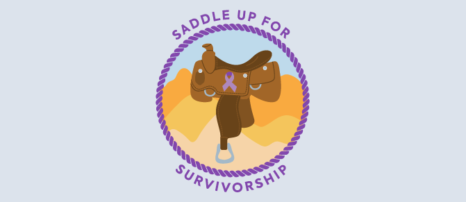 Illustration of saddle. Text reads "Saddle up for survivorship"