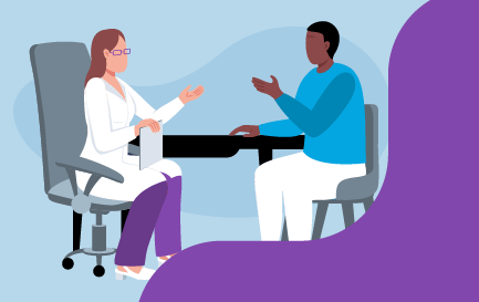Physician talking to a male patient
