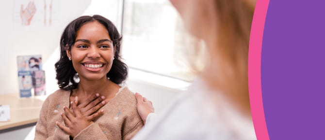 Woman speaking to clinician