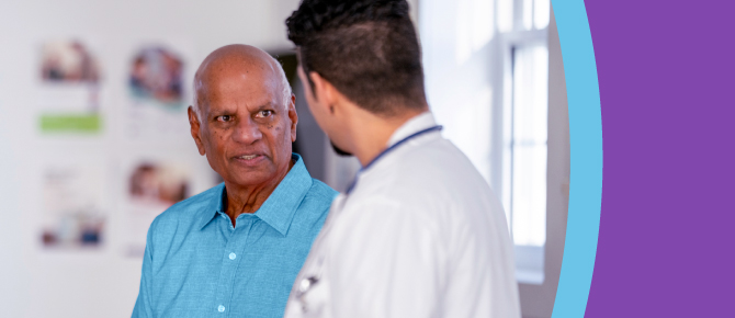 Man speaking to clinician