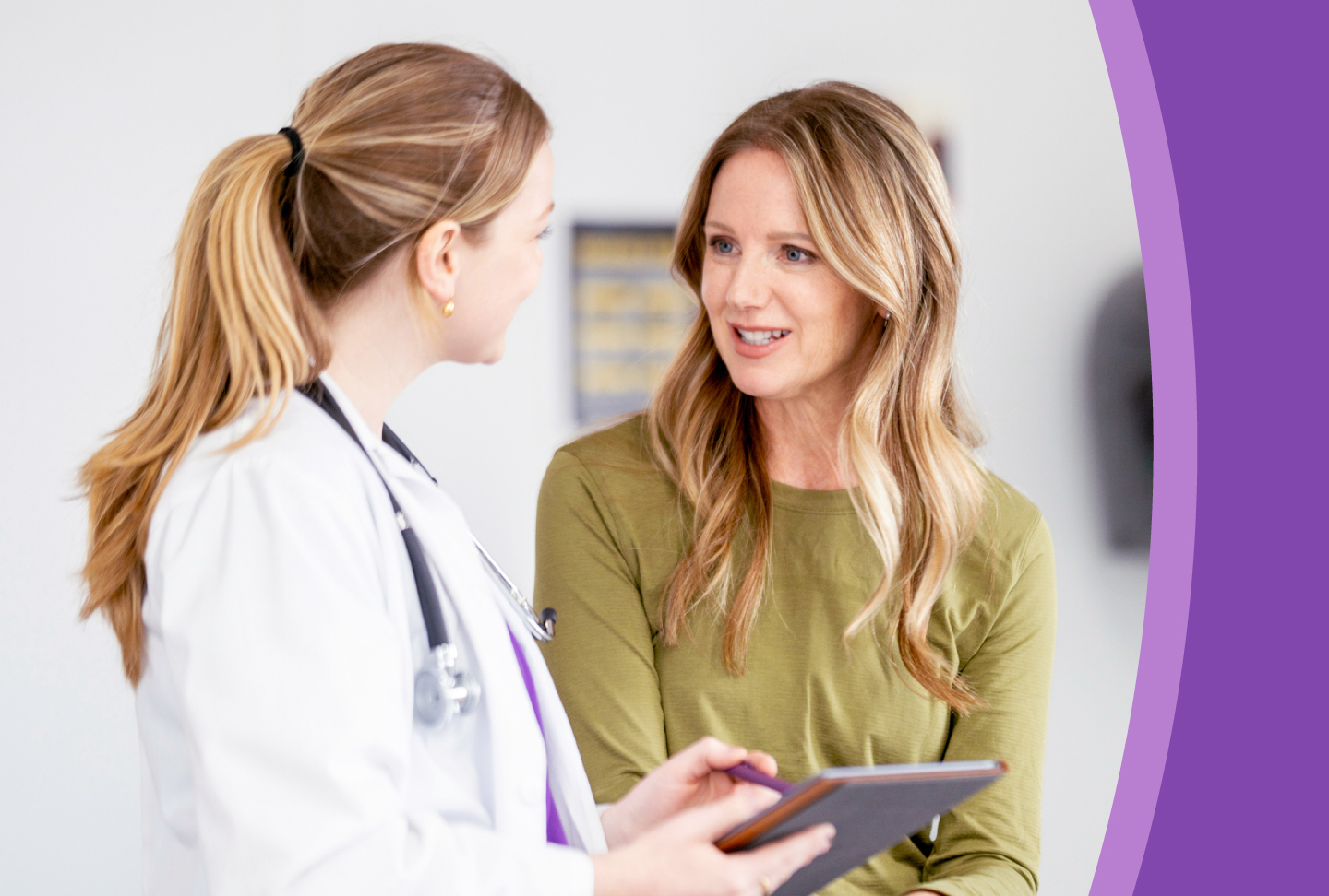 Woman talks with her healthcare provider