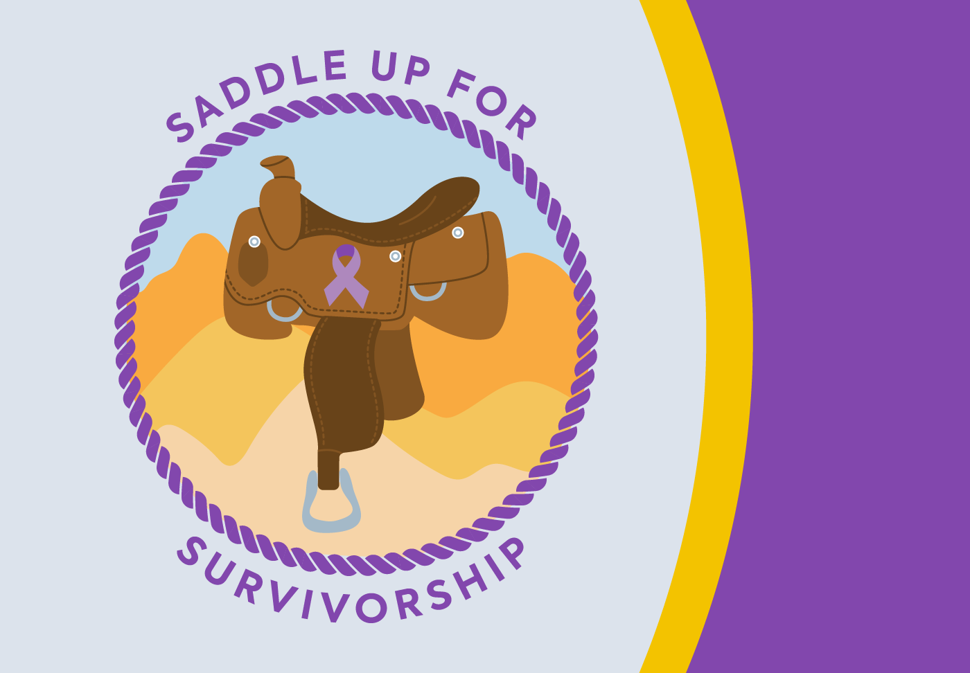 Illustration of saddle. Text reads "Saddle up for survivorship"