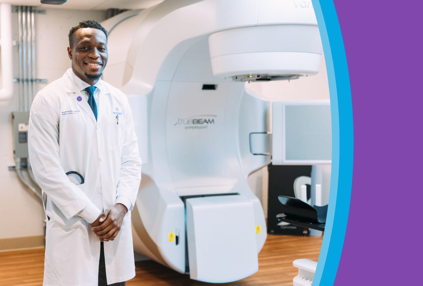 Wellstar Cobb Cancer Center Expands Treatment Services Dr. Nasarachi Onyeuku, a radiation oncologist at Wellstar, standing with one of the two TrueBeam linear accelerators in use for cancer care at Wellstar Cobb Cancer Center