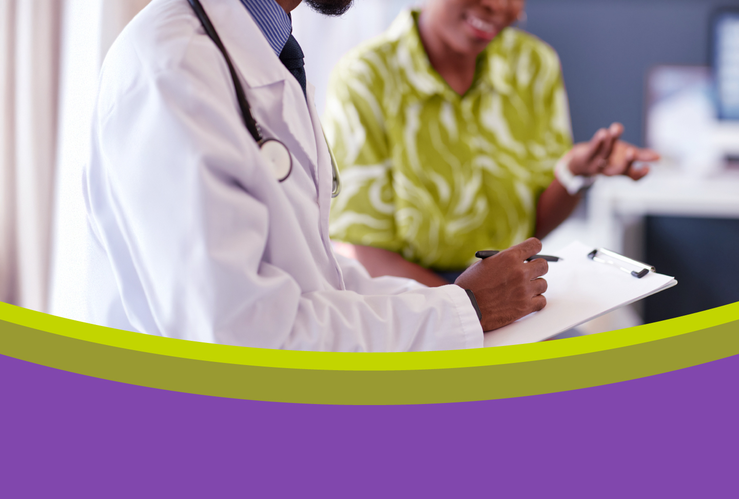 Clinician speaking with patient