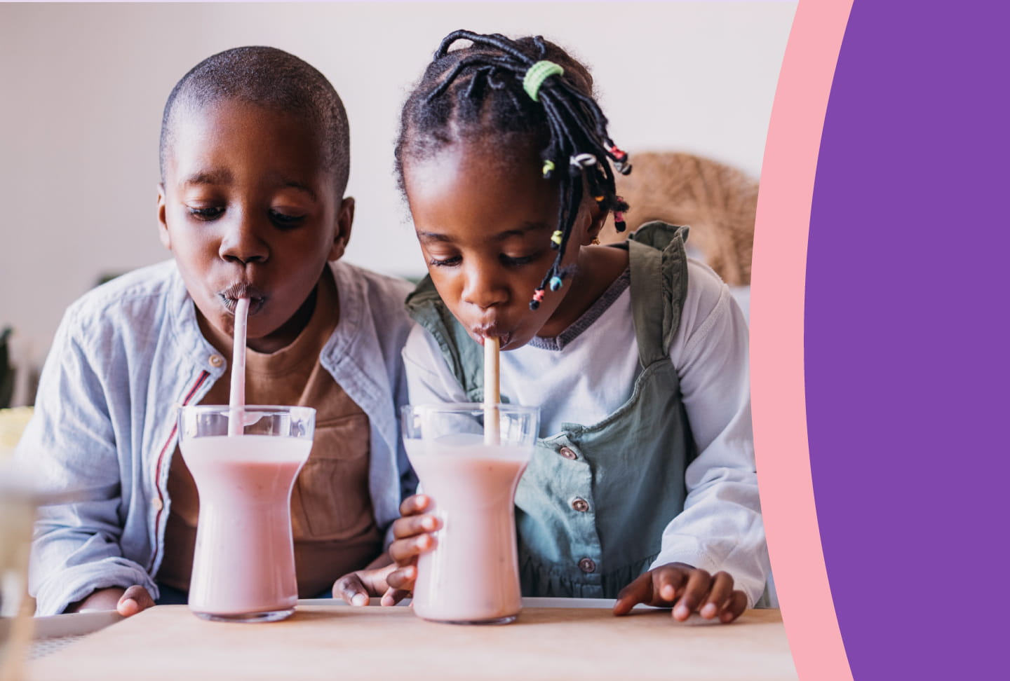 Children drinking smoothies