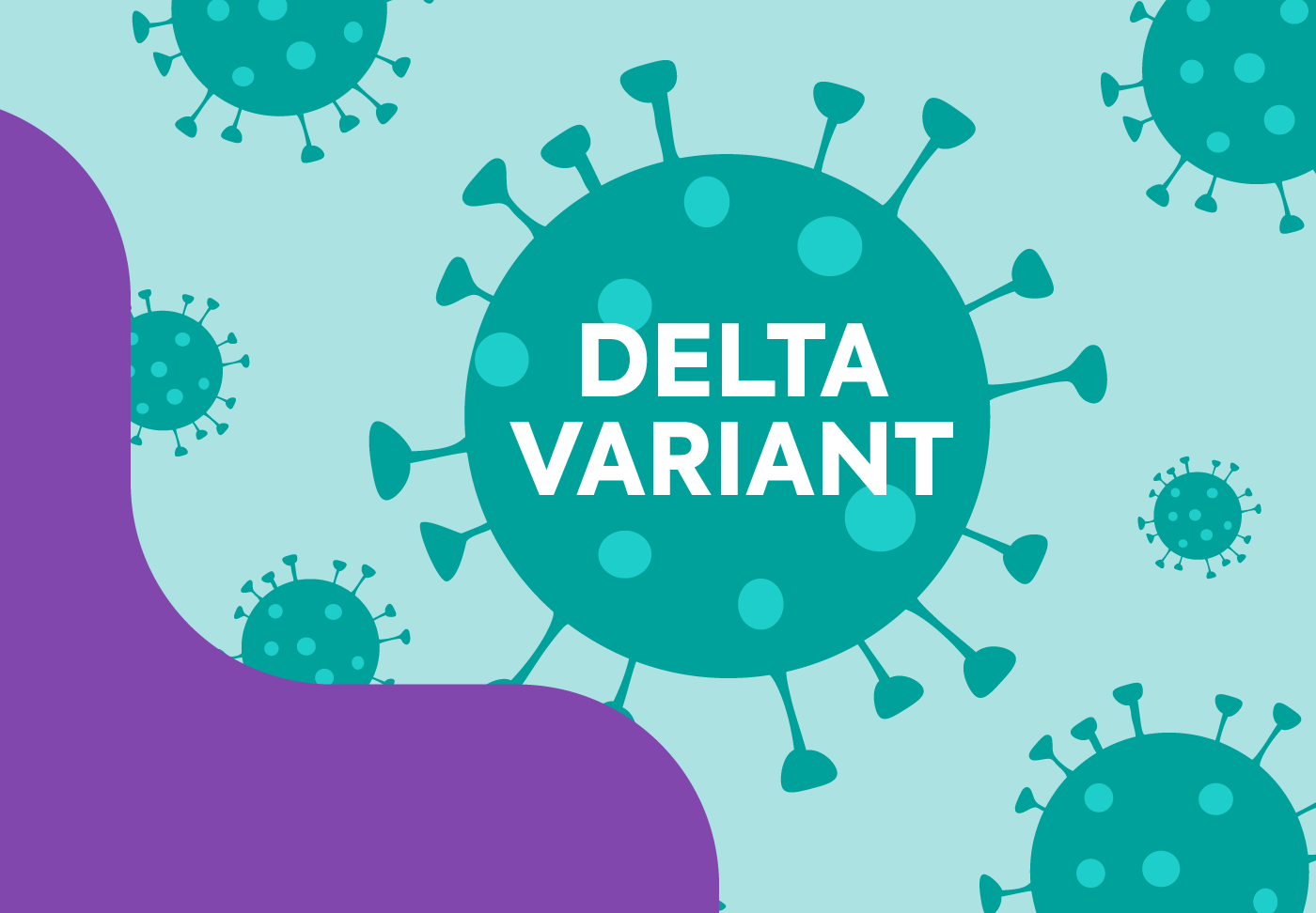 Image of COVID cell with text "Delta Variant"