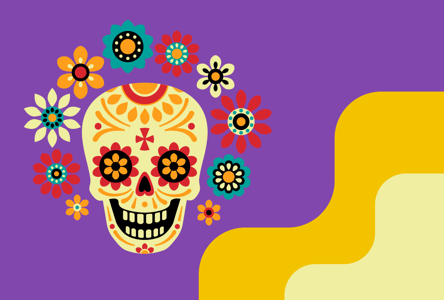 skull with flowers