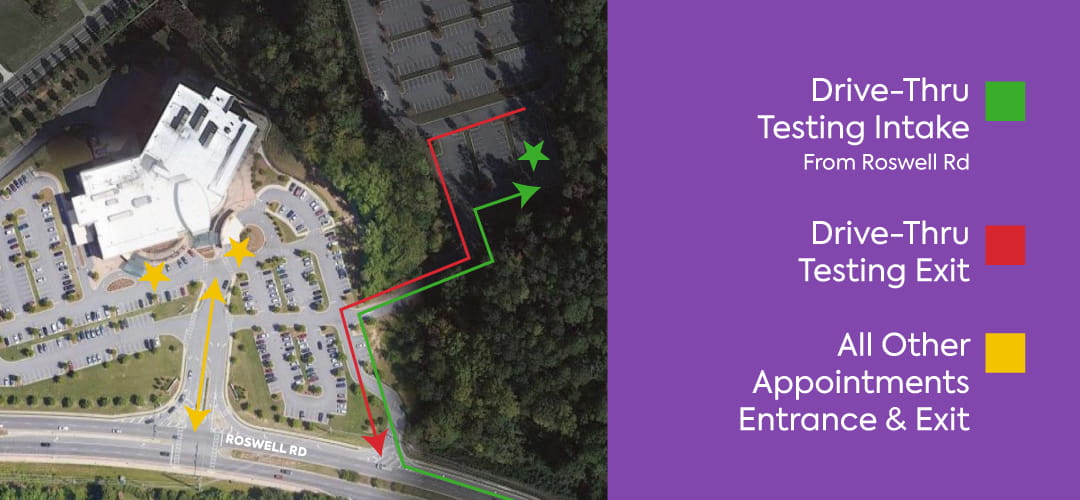DPH testing map at Wellstar East Cobb Health Park.