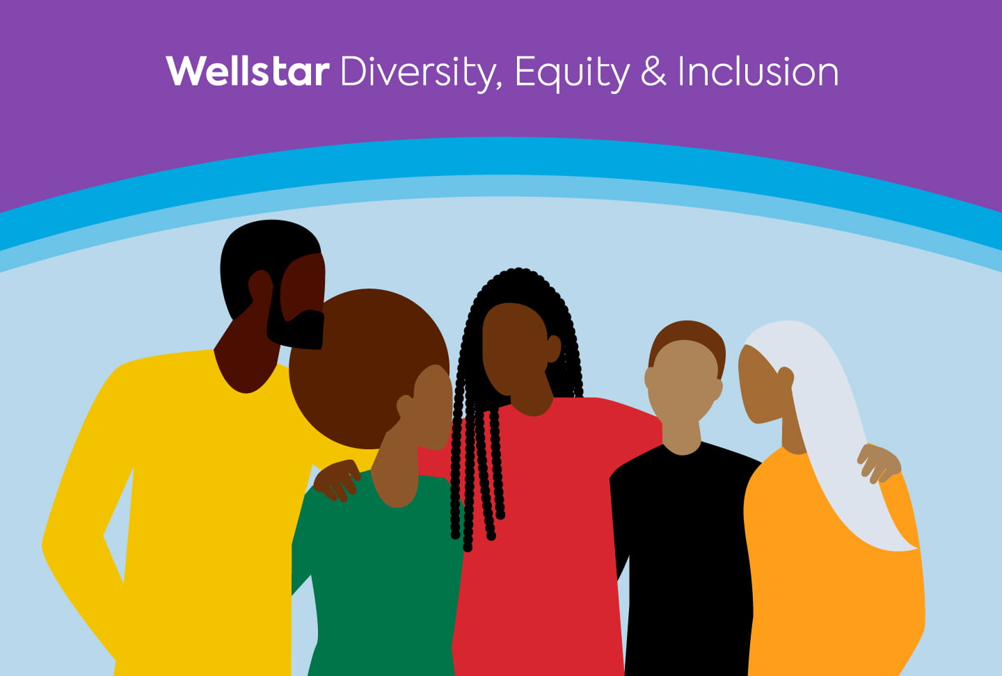 Illustration of people standing together. Text reads "Wellstar Diversity, Equity & Inclusion"