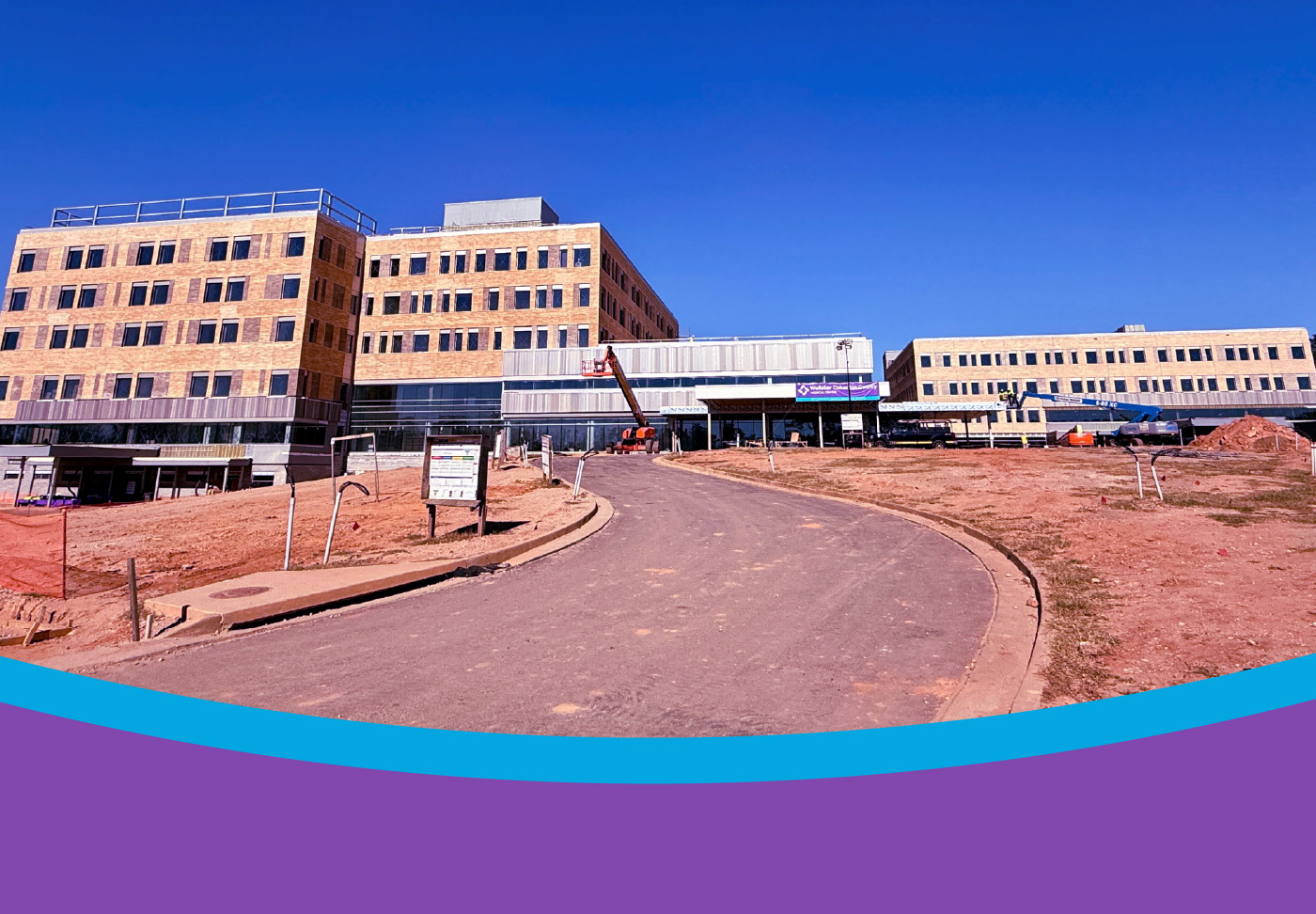 Shows new hospital building construction