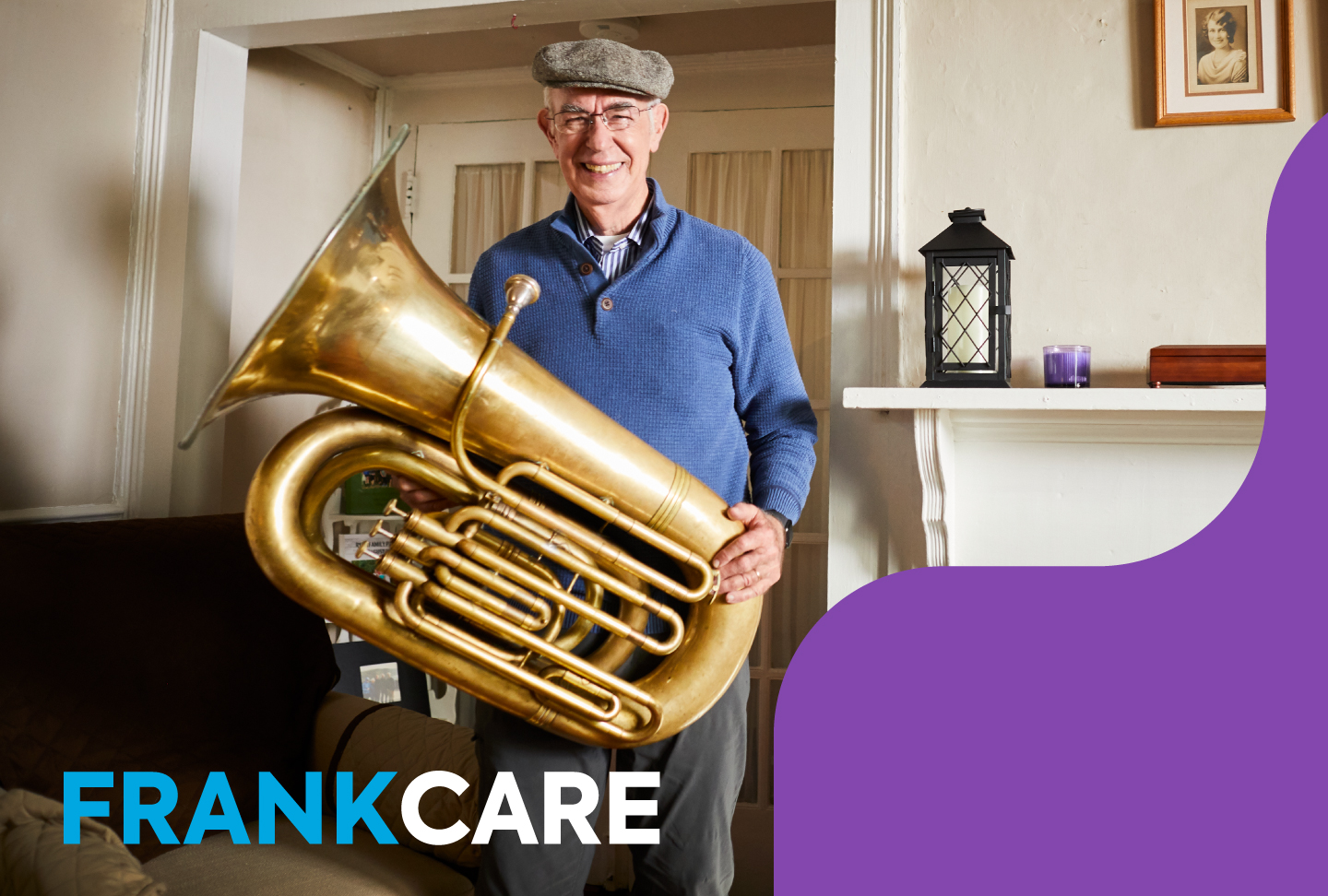 Heart of the Band Frank holding tuba smiling