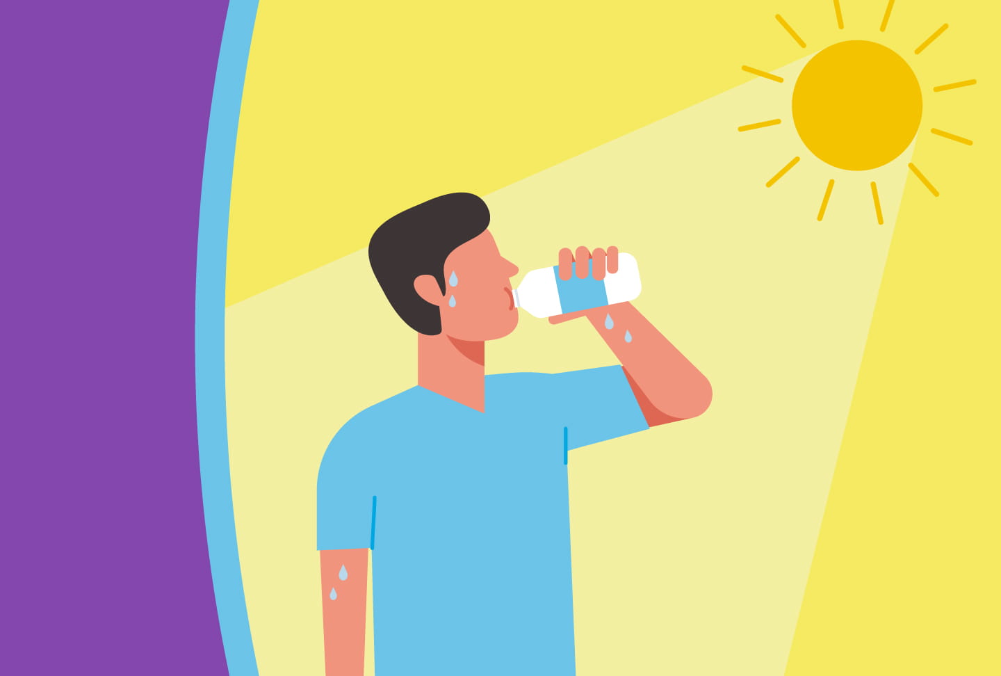 Person drinking water in the sun