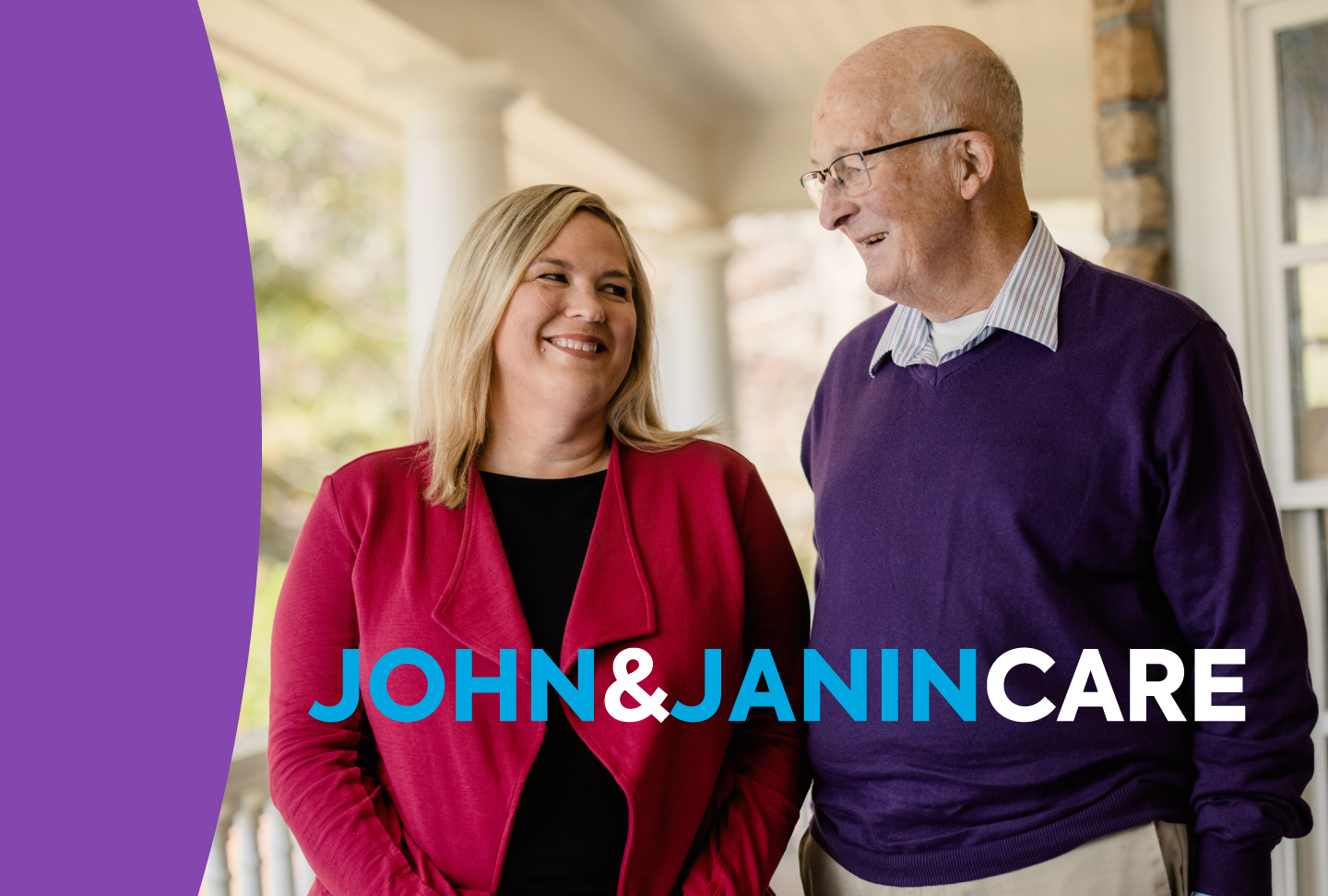 John and his daughter Janin smiling at each other.