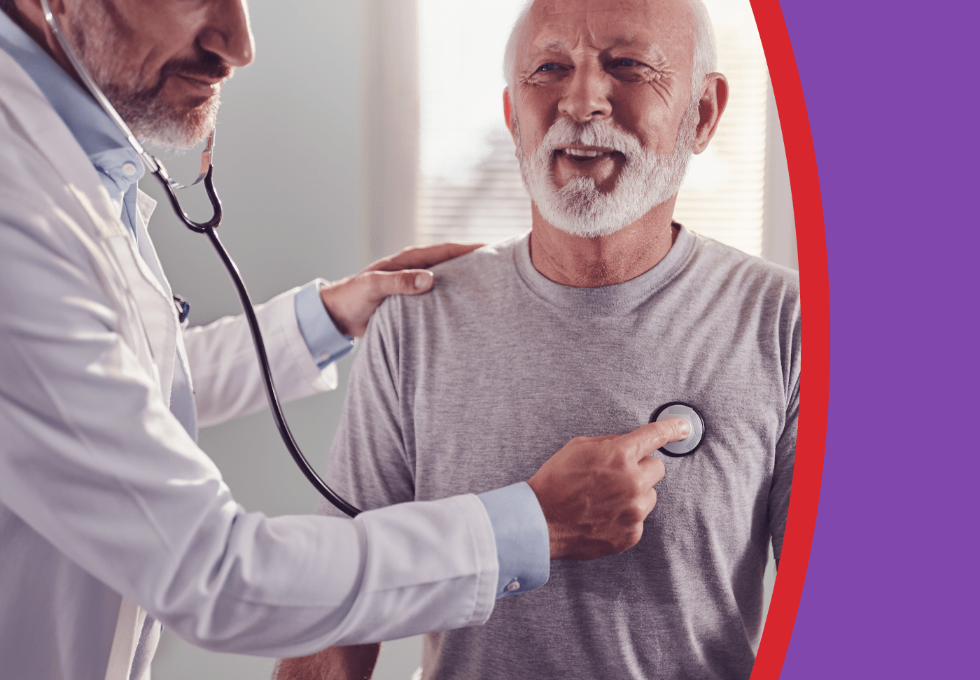 Doctor listening to patient's heart with stethoscope