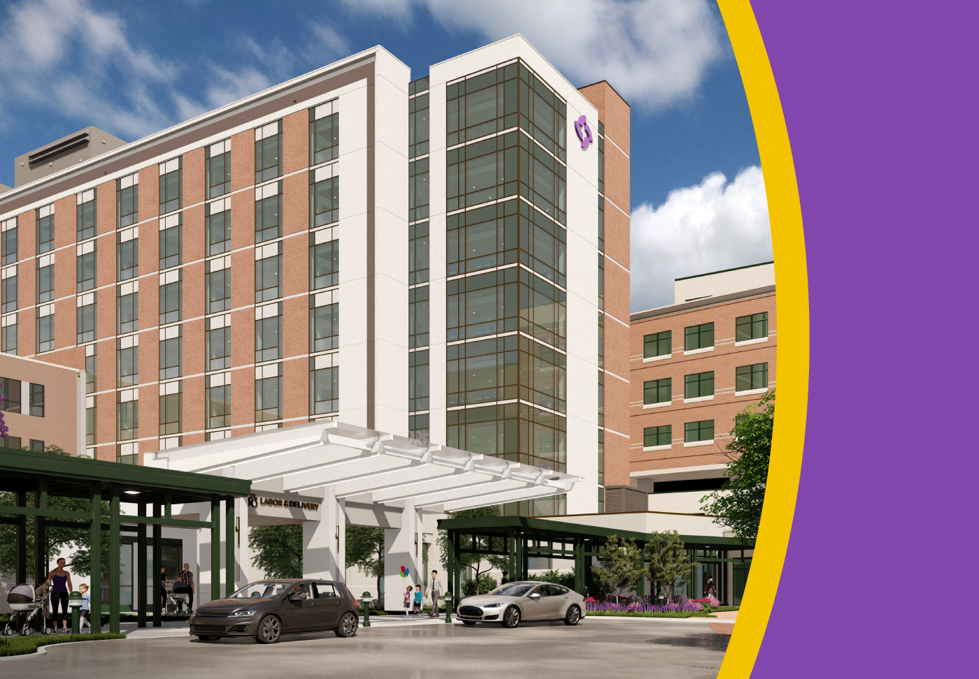 Depicts Wellstar Kennestone Regional Medical Center Yellow Tower