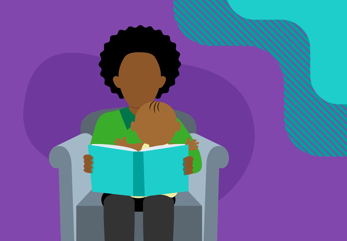 Illustration of parent and child reading together