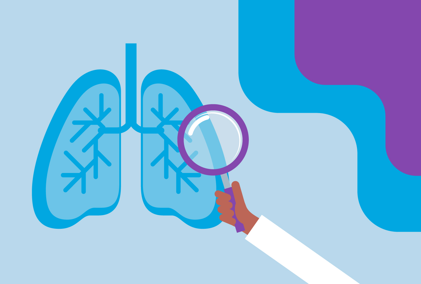 Illustration of provider inspecting lung