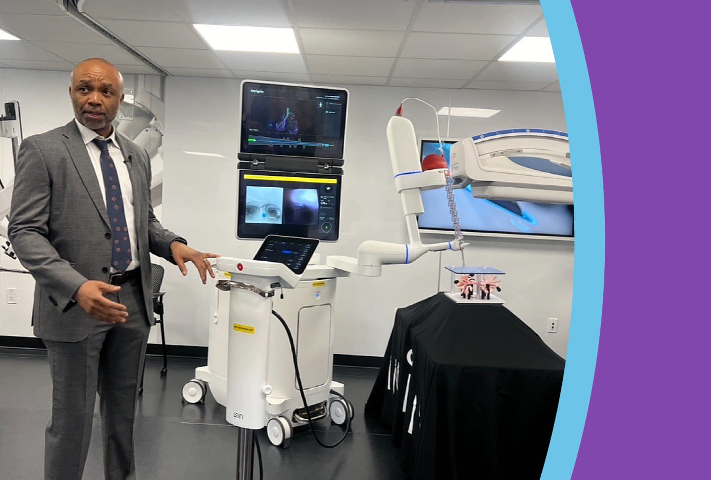 Dr. Timothy Udoji, Wellstar interventional pulmonologist, explains how the Ion bronchoscopy works and how to safely conduct the procedure. 