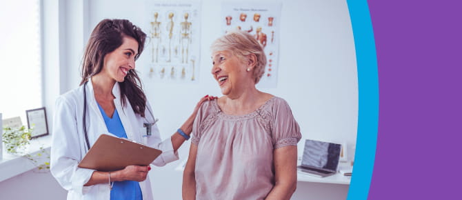 Healthcare provider has a friendly conversation with her patient