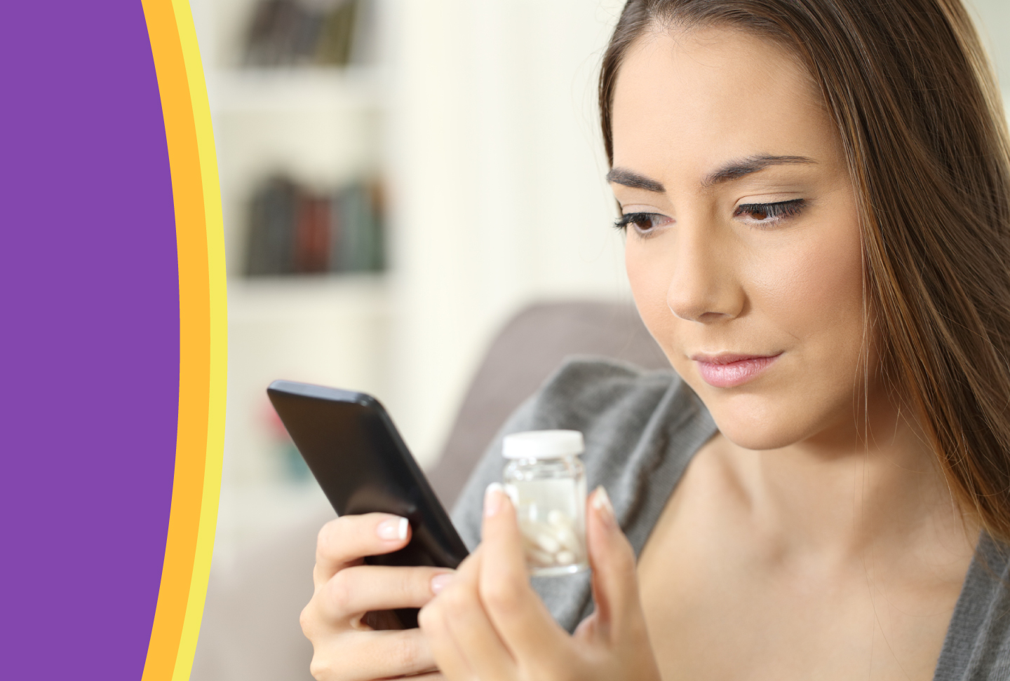 MyChart Helps You Keep Track of Your Family’s Healthcare Woman searching about pills on her phone.
