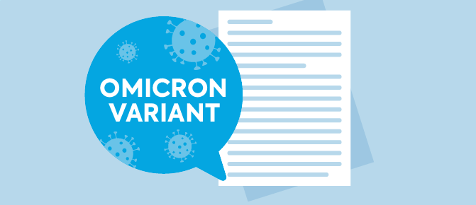 Text bubble with "Omicron variant"