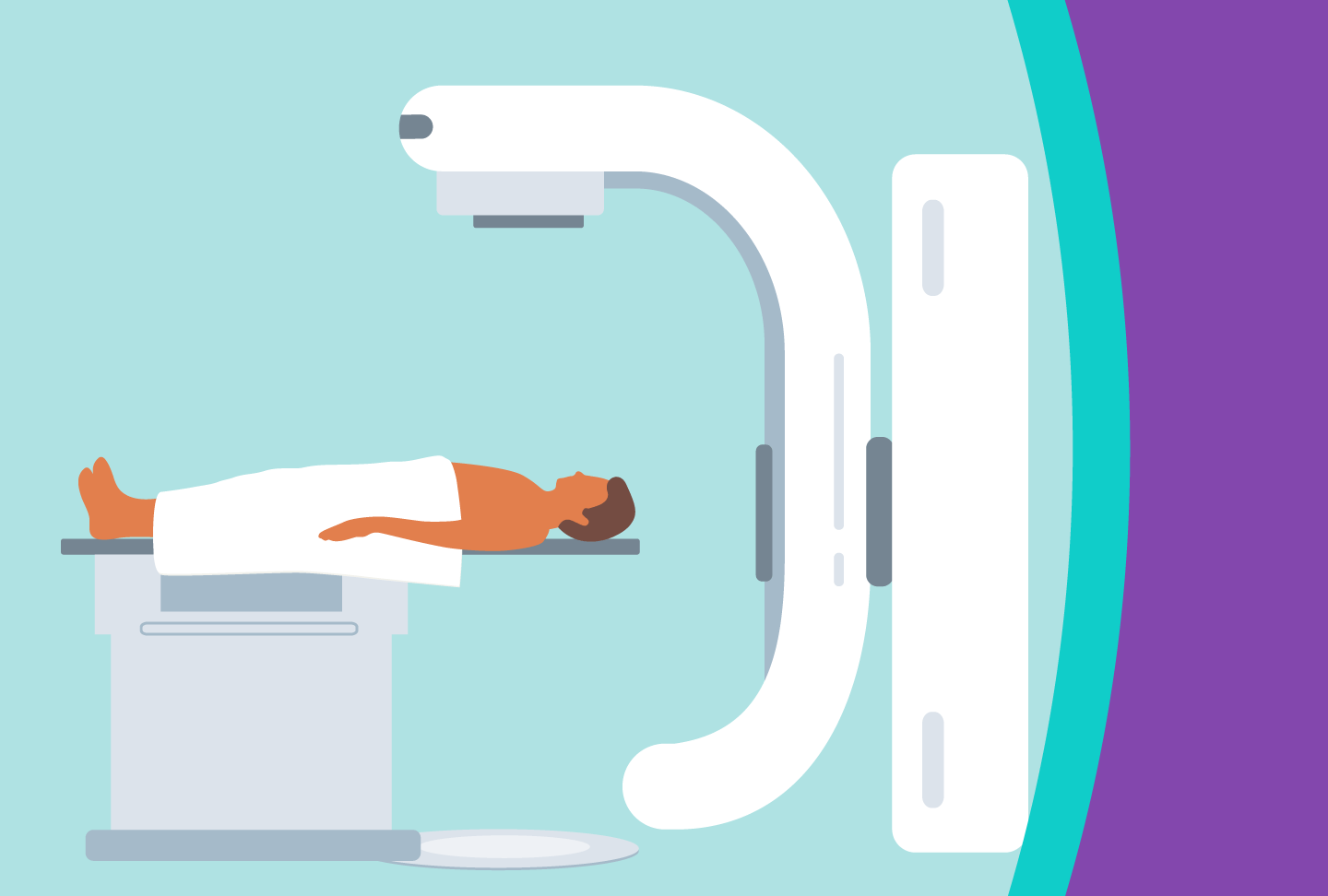 Illustration of patient and linear accelerator