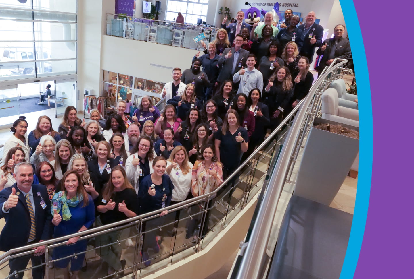 Leadership and staff share a big "thumbs up!" in celebration of Nursing recognition at Wellstar Paulding Medical Center