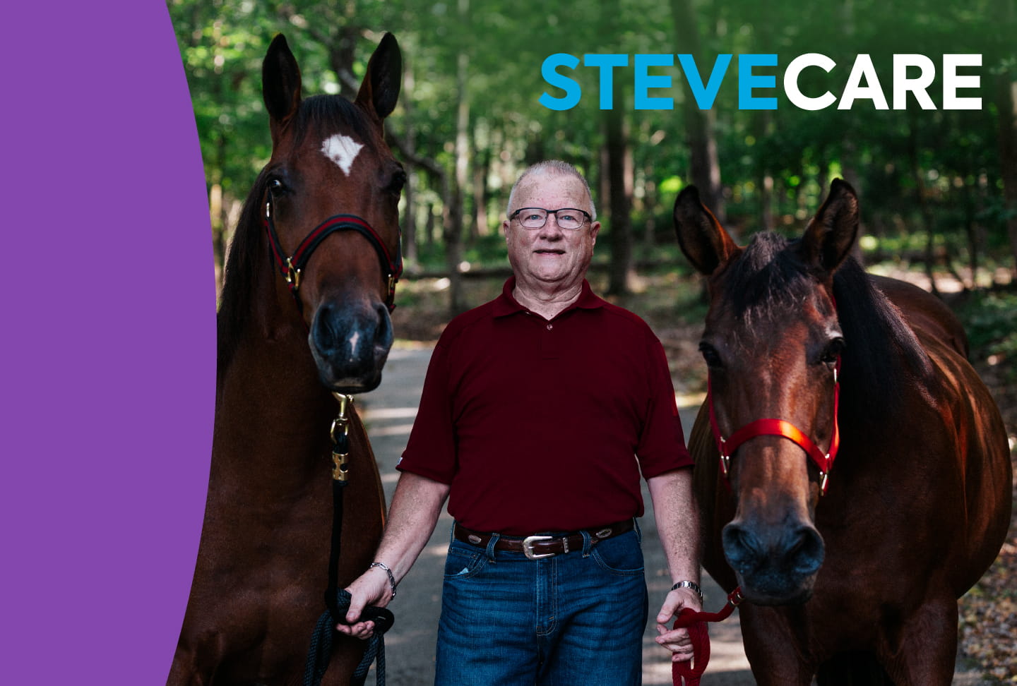 SteveCare Steve Shelton with two horses.
