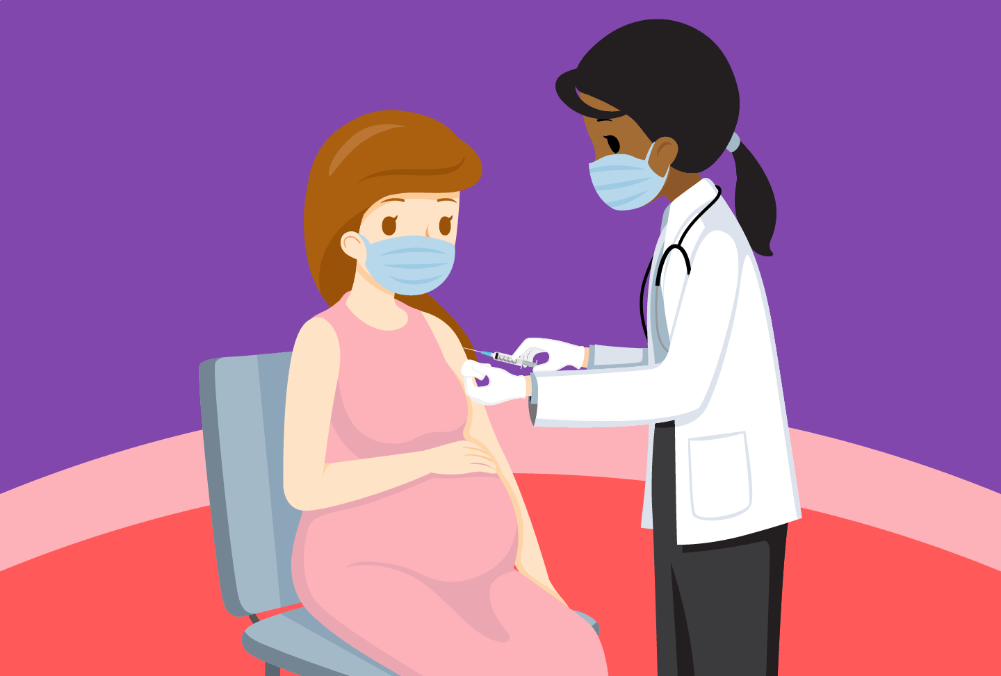 Pregnant woman getting vaccinated