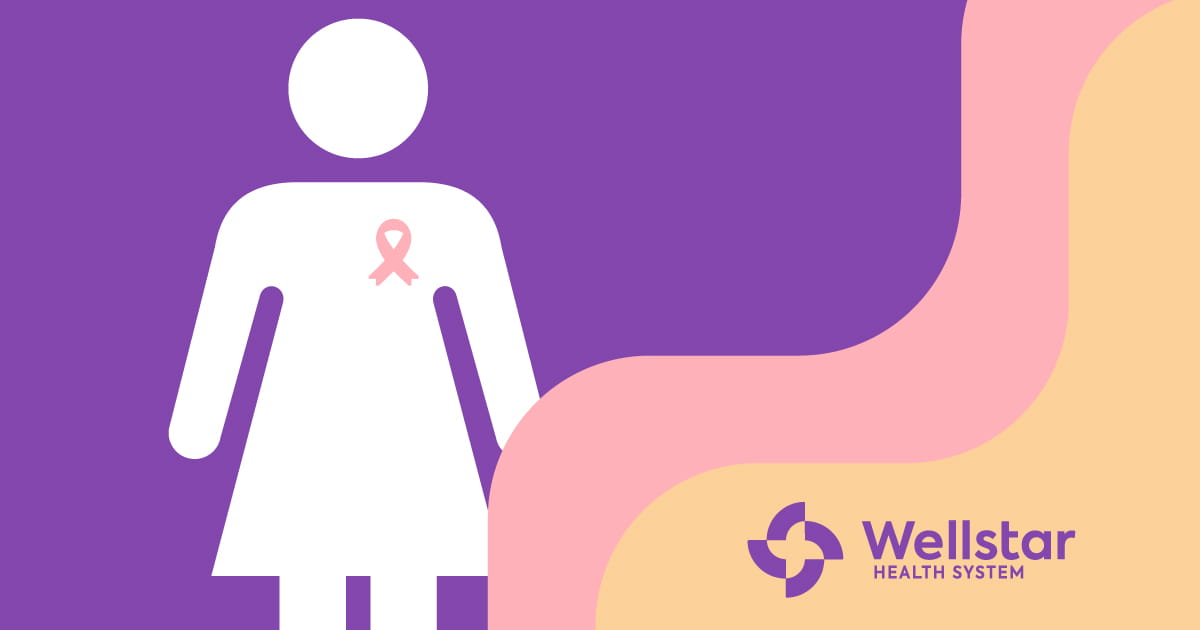 Illustration of a woman wearing a breast cancer ribbon.