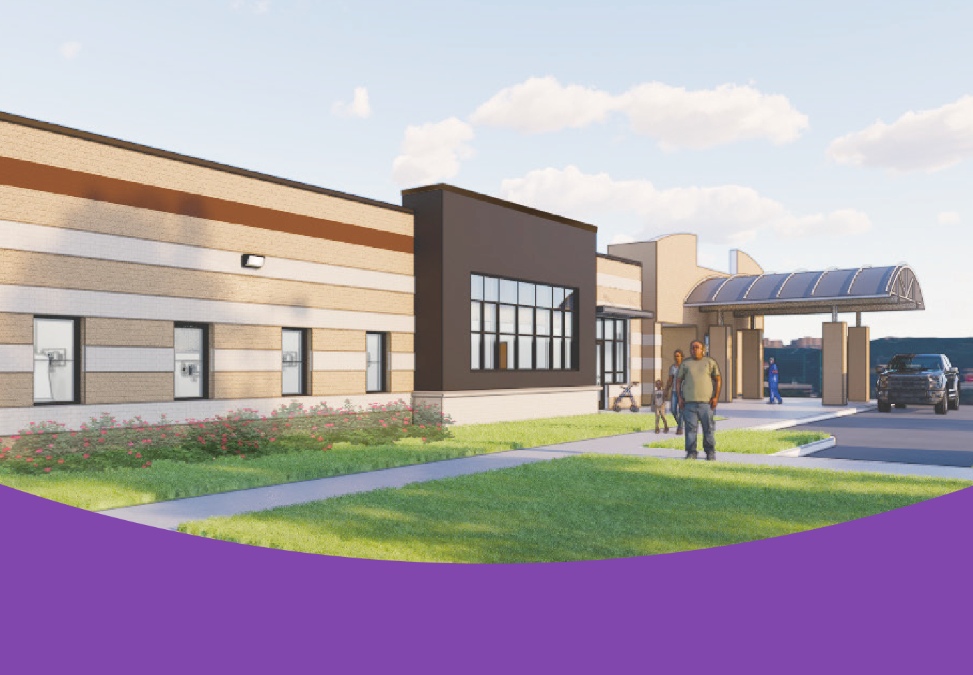 Wellstar Breaks Ground on Cancer Care Facility in Spalding County Shows a building with people walking