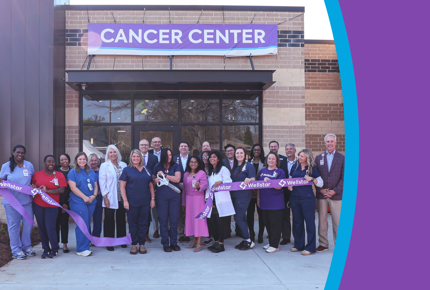 Attendees celebrate at the ribbon-cutting ceremony at Wellstar Spalding Cancer Center