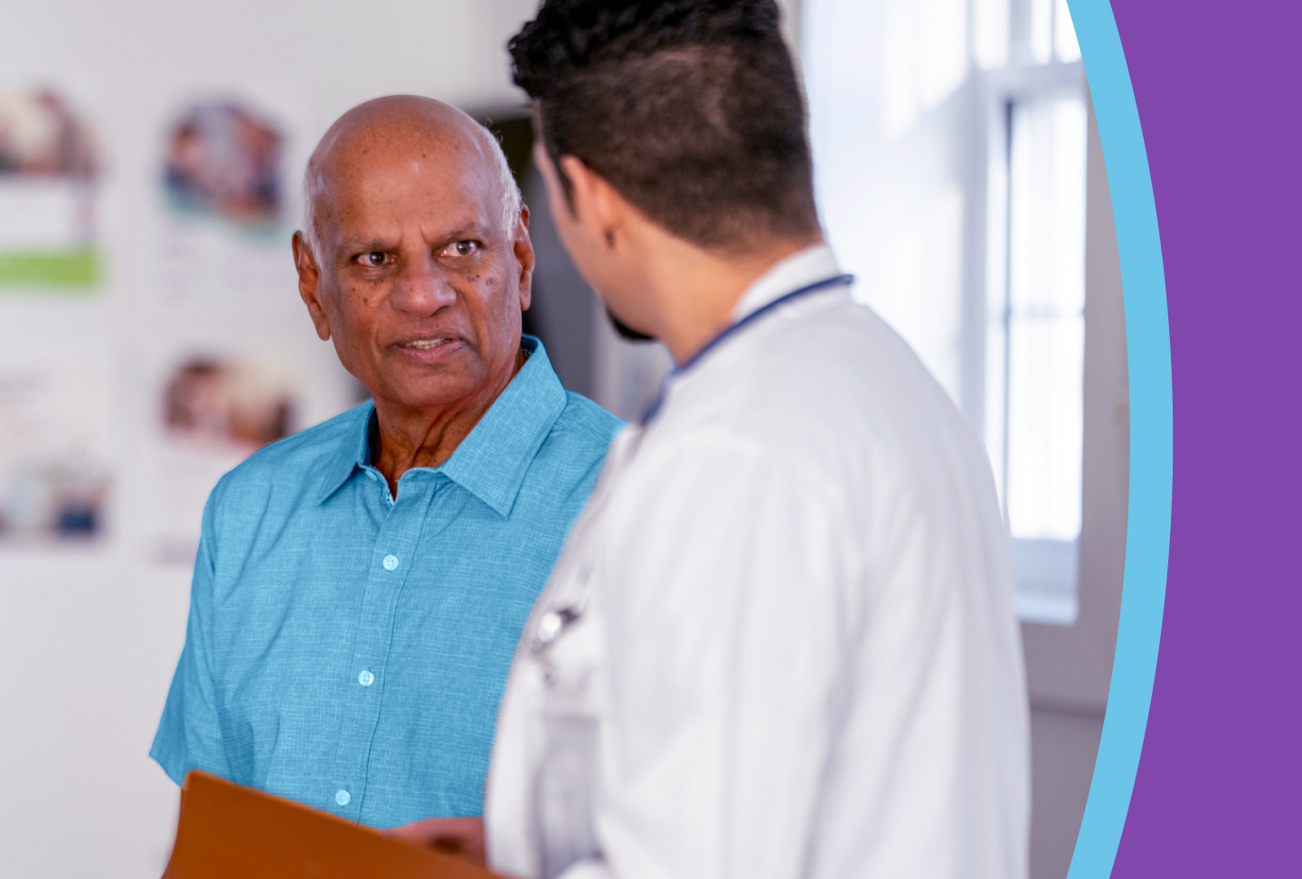 Man speaking to clinician