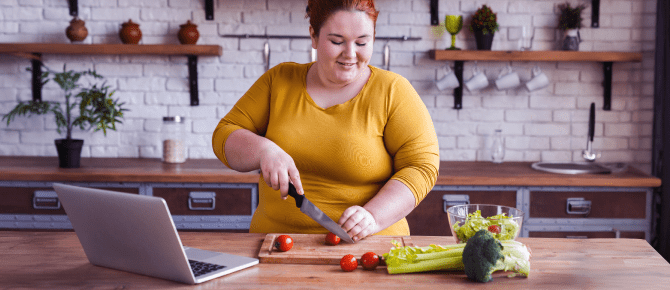 Woman chopping vegetables