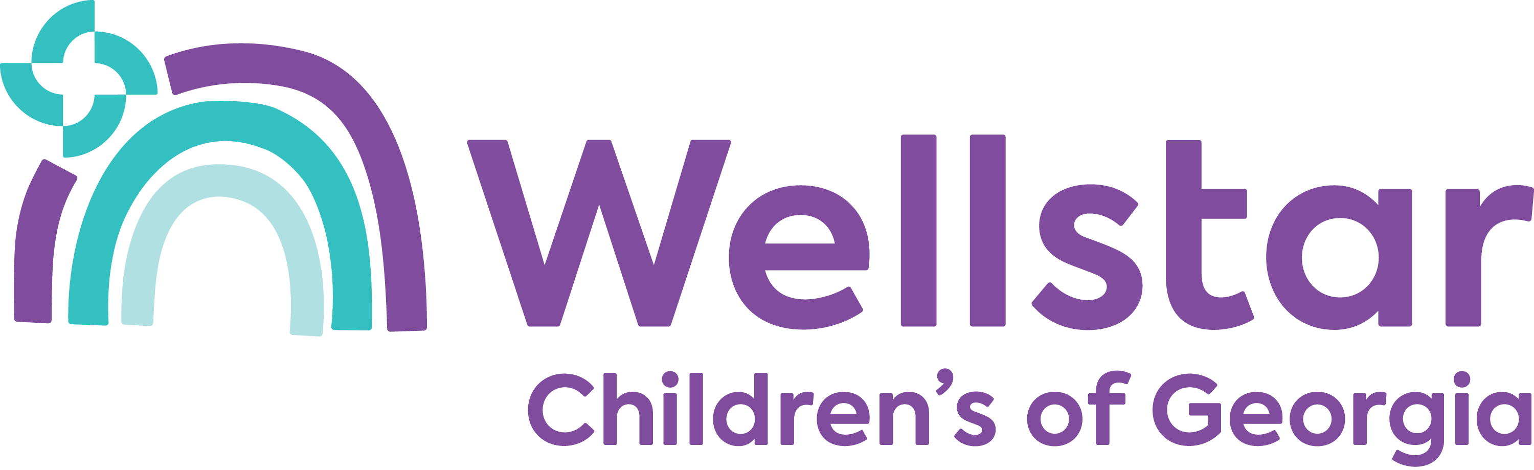 Playfully styled Wellstar Children's Healthcare of Georgia logo, which incorporates a rainbow and has the feel of a child's illustration.