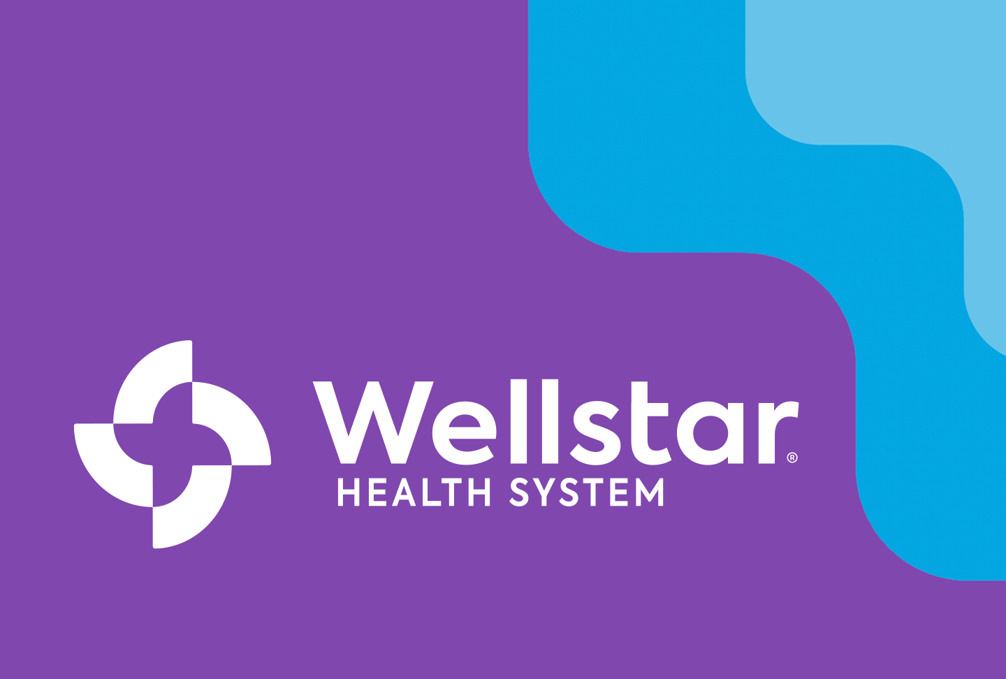 New Wellstar logo on purple background.