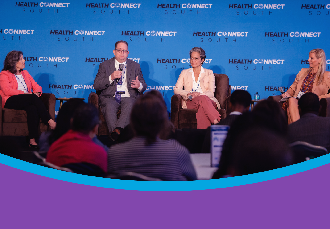 Panelists speaking at Health Connect South 2025