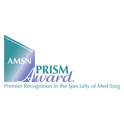 Logo reads AMSN PRISM Award Premier Recognition in the Specialty of Med-Surg