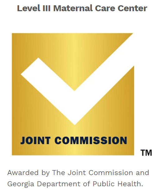 Check mark image, reads Level III Maternal Care Center, Awarded by The Joint Commission.